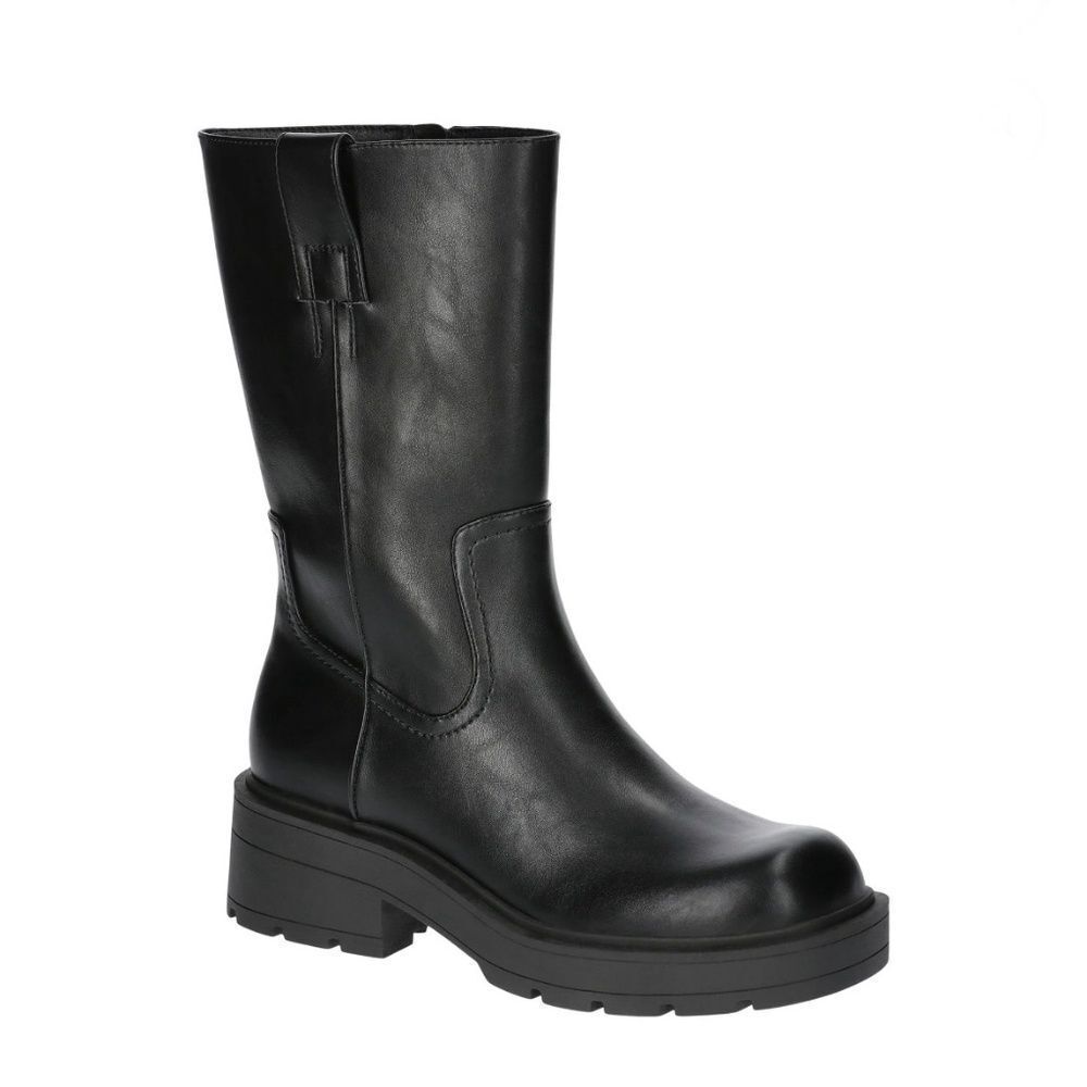 Pull On Lug Sole Boots Shoes Black Size 12 Wide